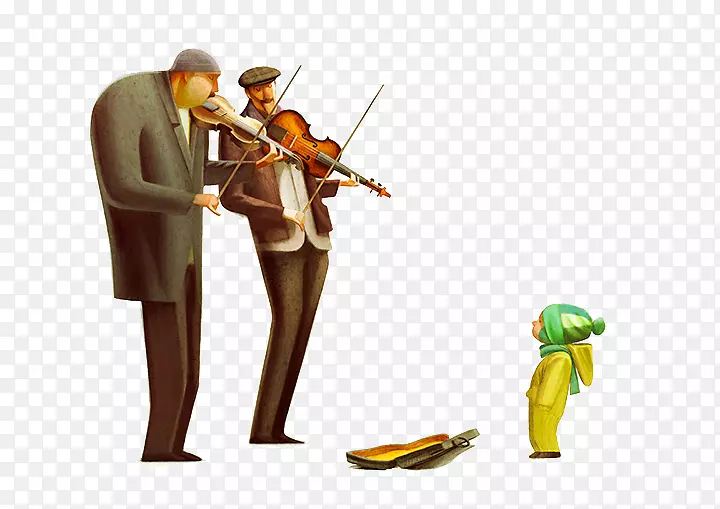 小提琴插画-小提琴老人