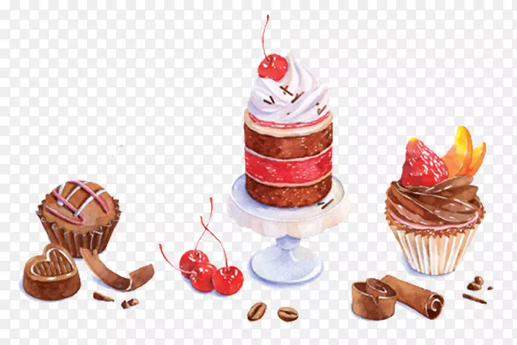 巧克力蛋糕纸杯蛋糕食品甜点插图-巧克力蛋糕
