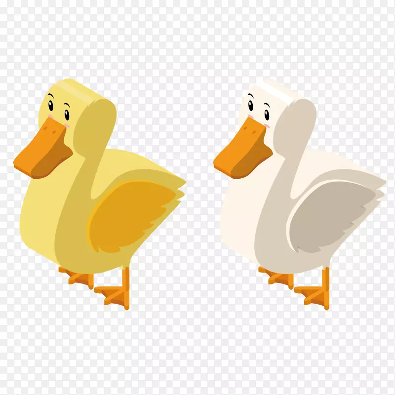 鸭子三维计算机图形插图.可爱鸭子