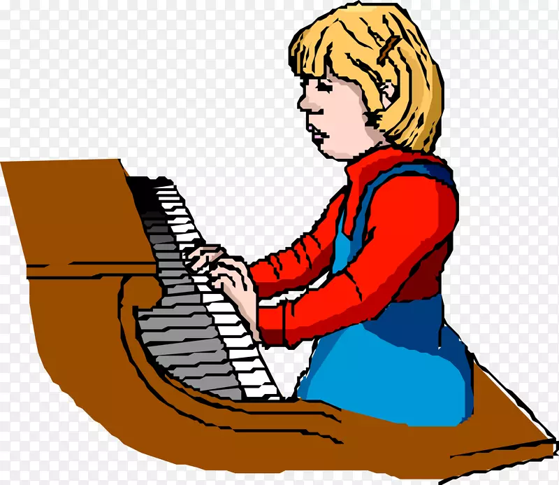 孩子们弹钢琴的女孩
