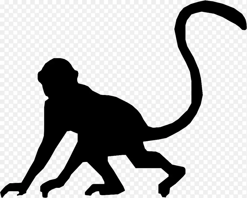 猫剪影猴剪贴画-猴子剪影