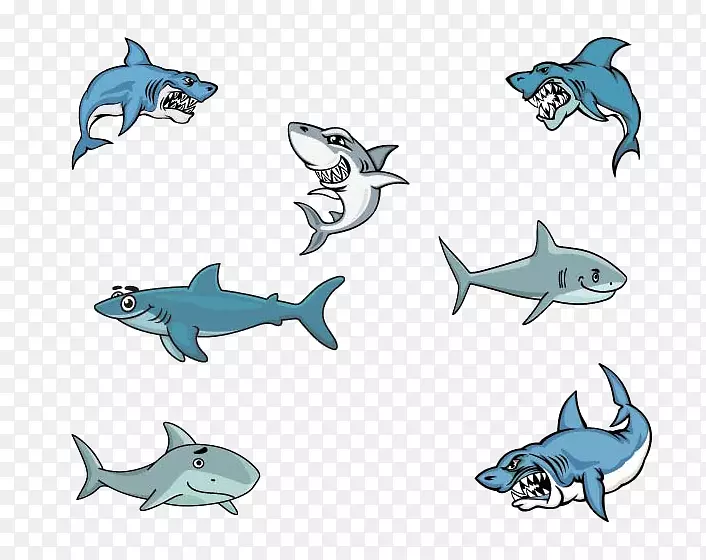 大白鲨卡通剪辑艺术-卡通鲨鱼