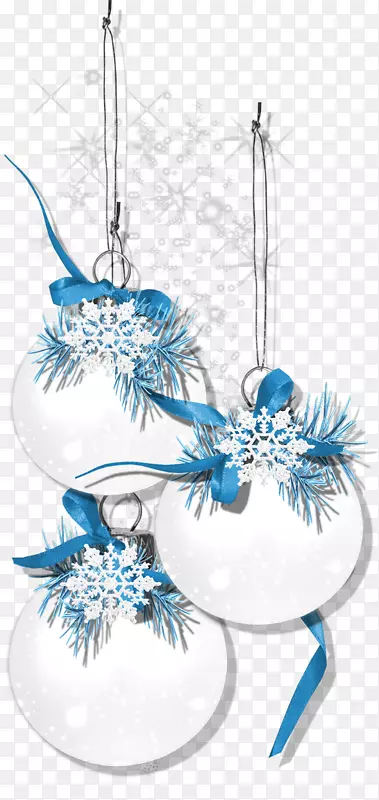 白色圣诞雪花-卡通白色铃铛蓝色雪花装饰