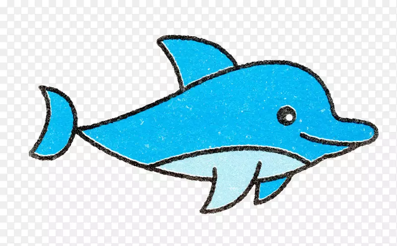 海豚儿童中风可爱画-可爱的手绘蓝鲸