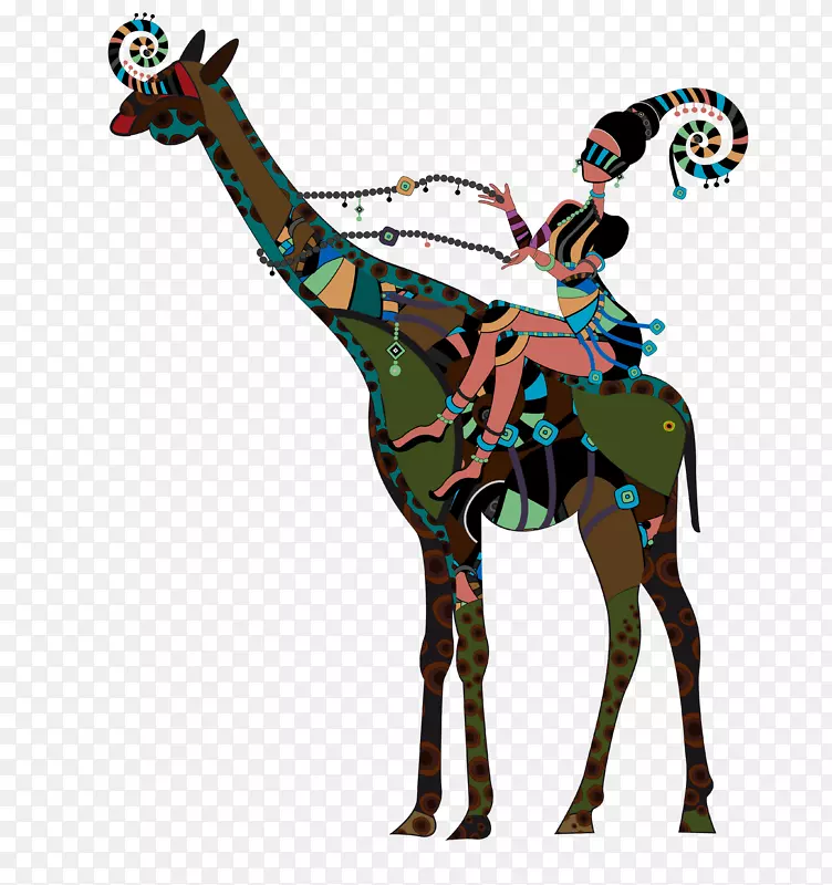长颈鹿插图-长颈鹿，女人