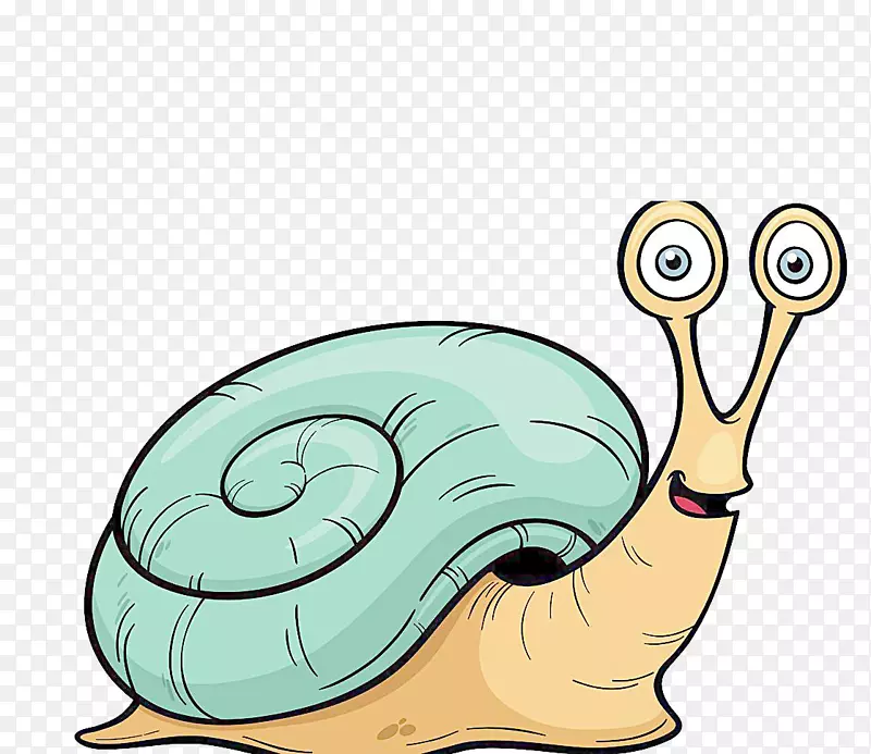 蜗牛卡通免费插画-老蜗牛