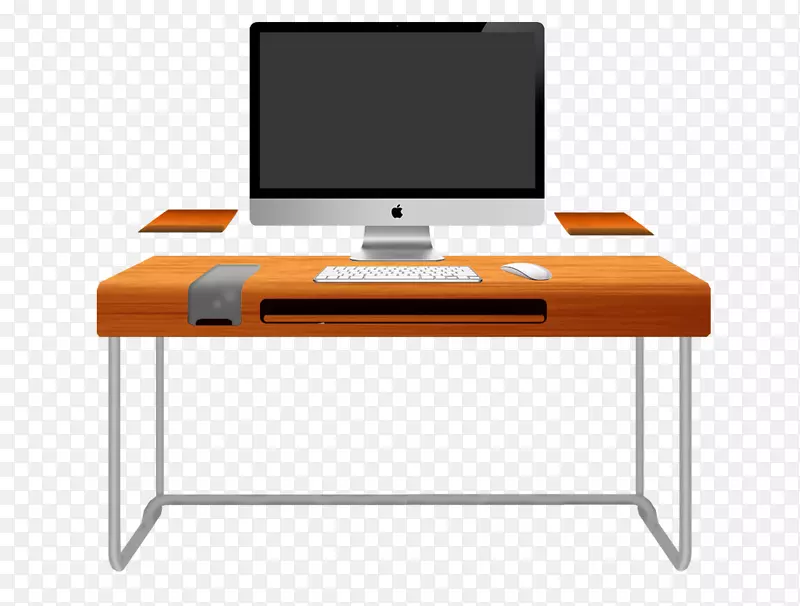 电脑桌家具，办公椅-橙色桌椅