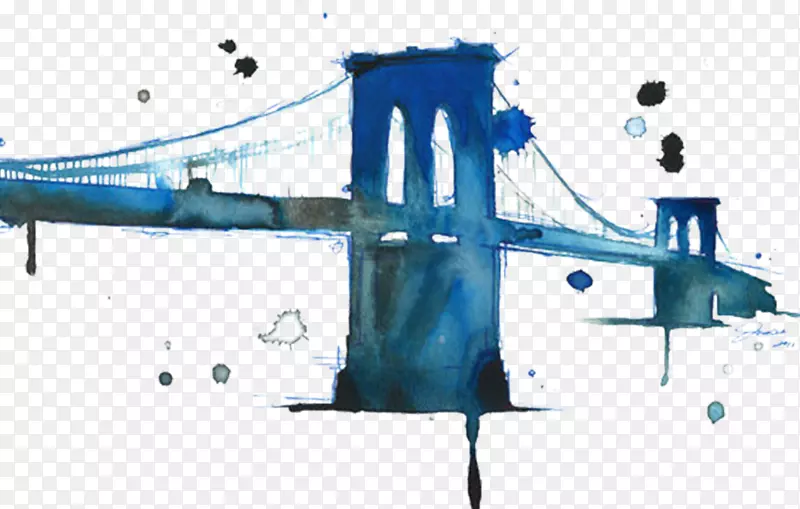 布鲁克林桥水彩画印刷桥