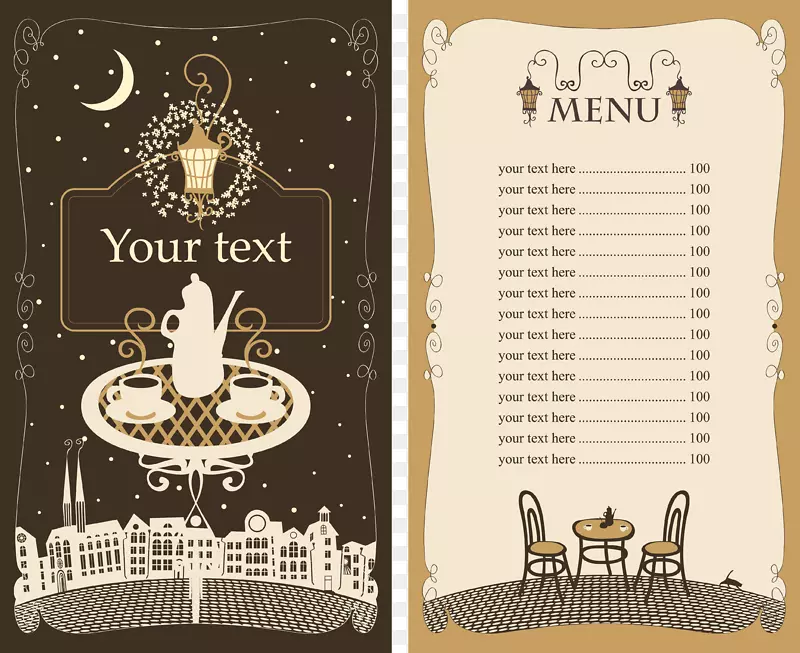 咖啡厅菜单餐厅模板手绘设计餐厅菜单