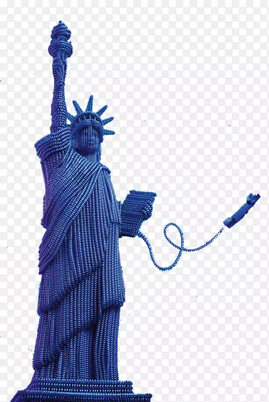 自由电话线雕塑.无花果电话线做自由女神像