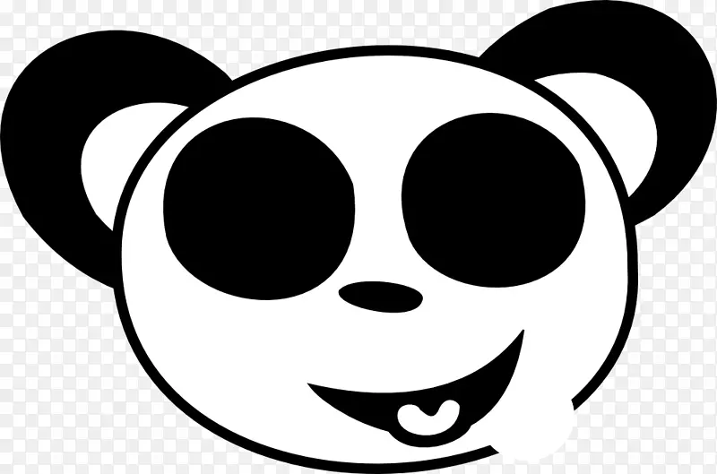 大熊猫熊红熊猫笑脸夹艺术动物黑白