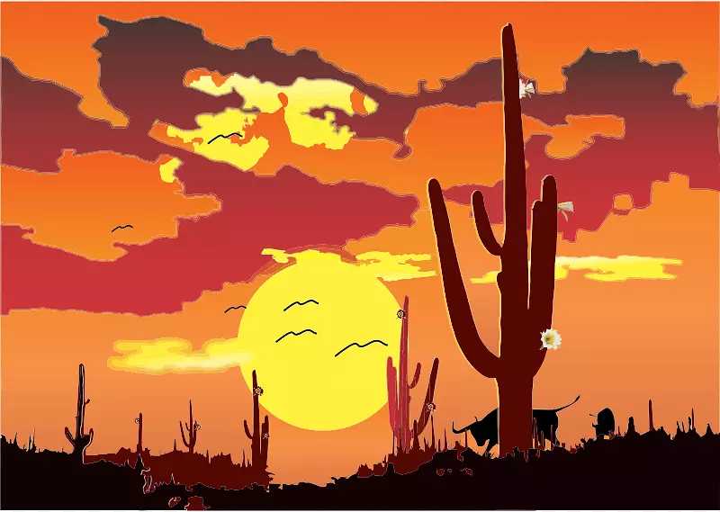 沙漠仙人掌-沙漠剪贴画