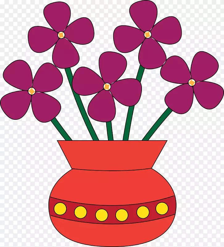 花瓶插花艺术-粉红底座剪贴画