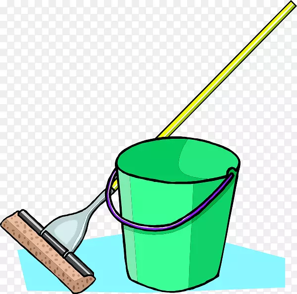 拖把桶扫帚清洁夹艺术绿色清洁剪贴件