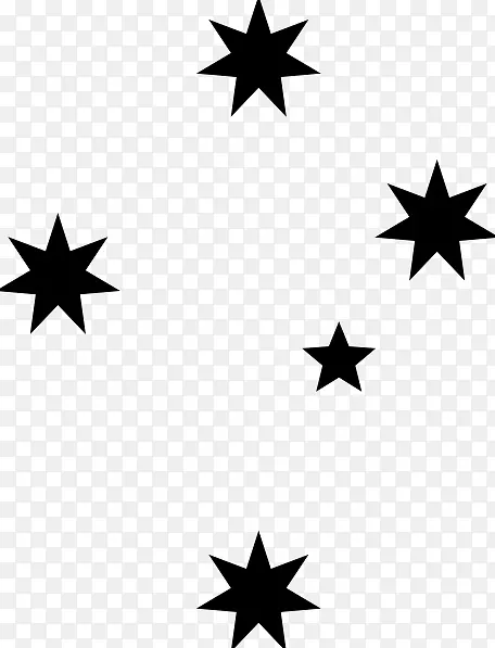 南十字，维多利亚南十字全明星贴花剪贴画-黑色明星剪贴画