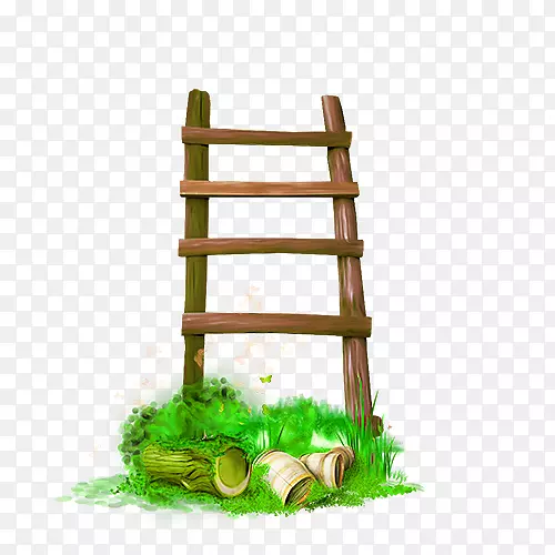 楼梯厨房花园剪贴画草上的梯子