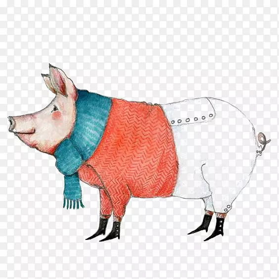 猪枕头垫纺织品插图-猪