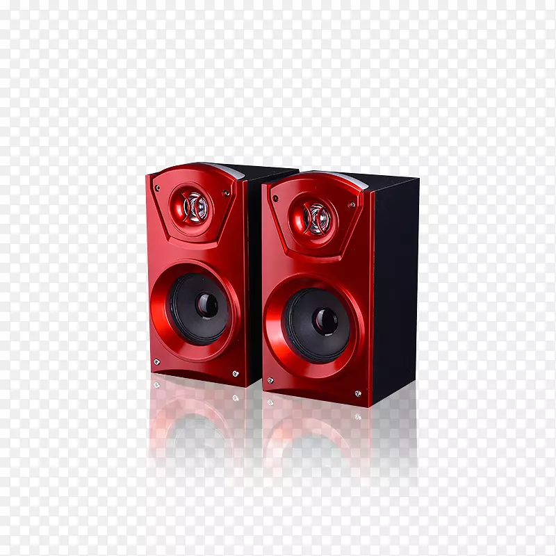 电脑扬声器低音炮录音室监视器扬声器-小型红色扬声器