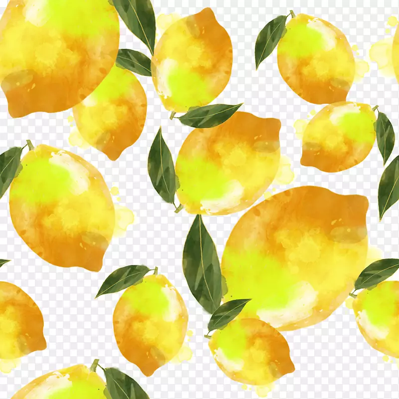 柠檬水彩画黄色-水彩柠檬阴影