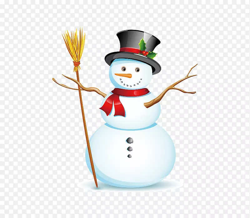雪人圣诞扫帚插图-圣诞雪人创意