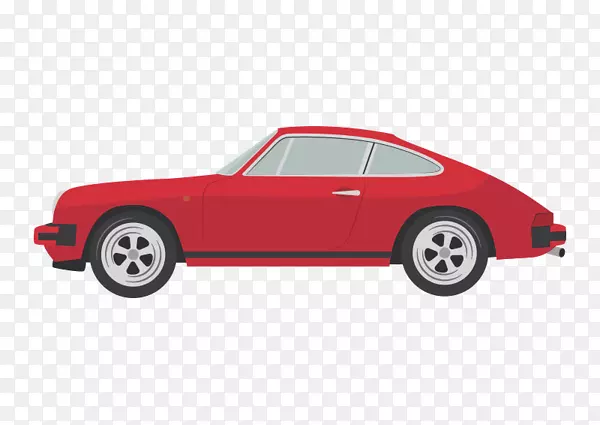 跑车保时捷911插画-老式跑车卡通插图