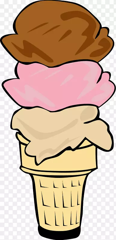 冰淇淋圆锥巧克力冰淇淋圣代卡通甜点剪贴画