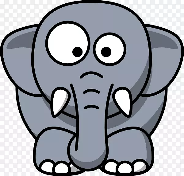 大象可爱的灰色剪贴画-小象轮廓