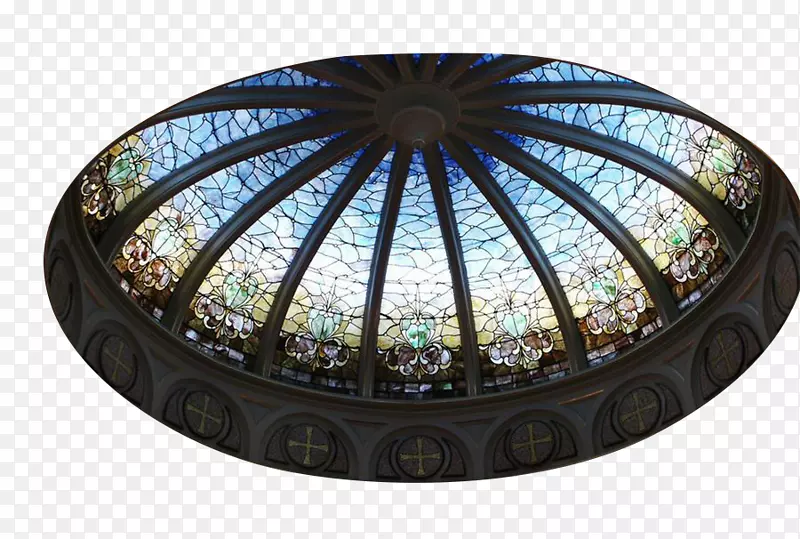 圆顶窗彩绘玻璃天花板-教堂玻璃