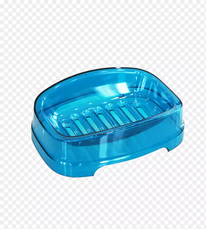 肥皂盘蓝色浴室.带洞的透明蓝色肥皂盘