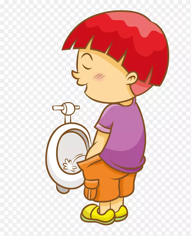 厕所卡通-马桶上的男孩