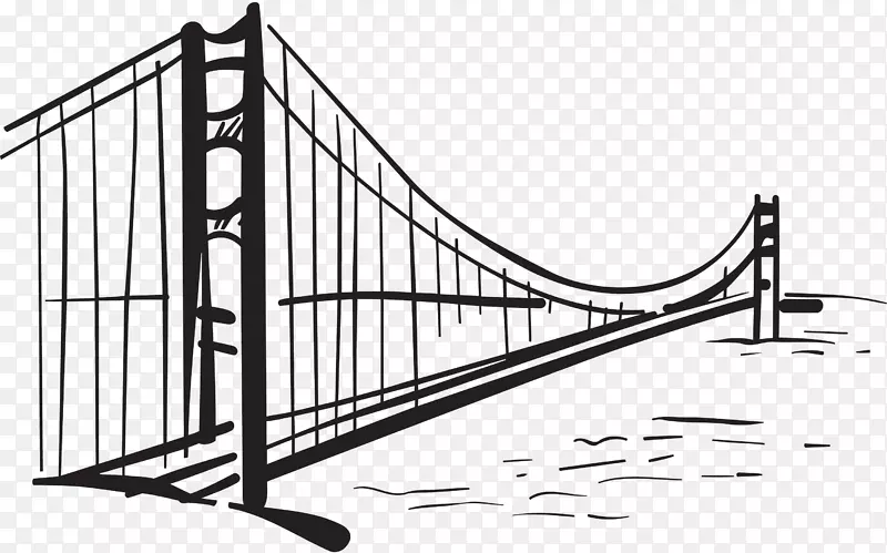 金门大桥素描剪影-手绘剪影桥