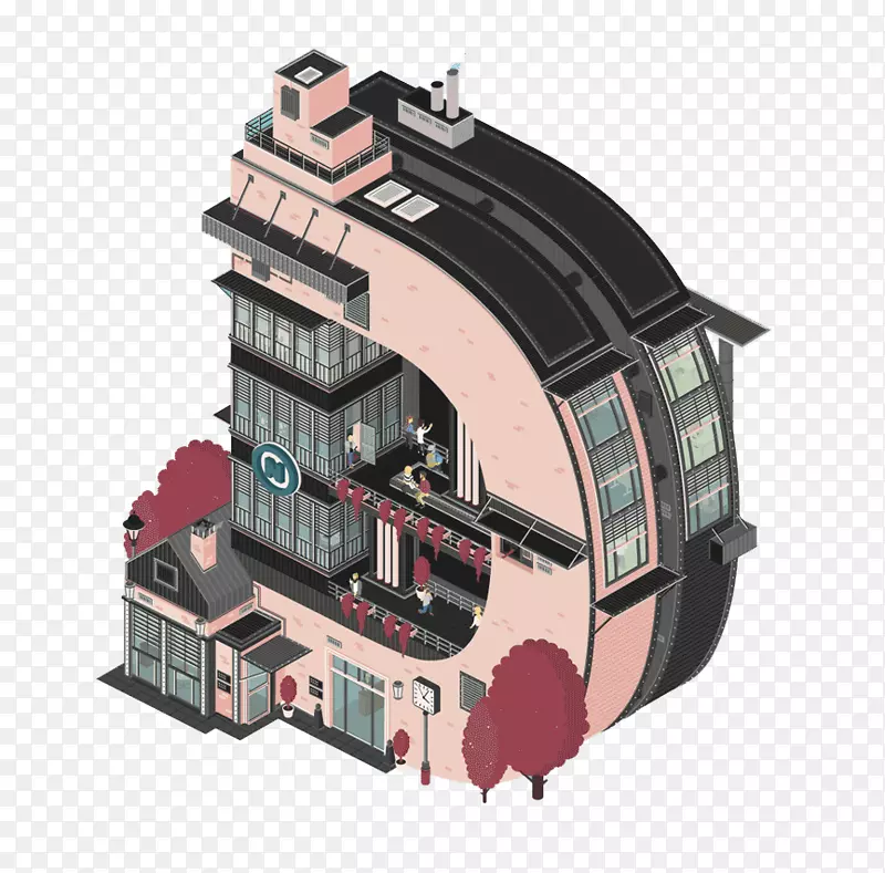 住宅创意动画建筑插图-创意建筑