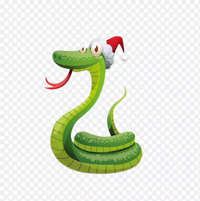 蛇圣诞老人圣诞插画手绘卡通蛇画