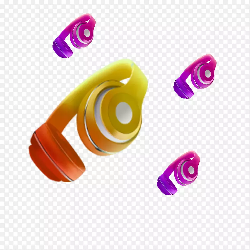 耳机紫-紫橙色耳机浮动