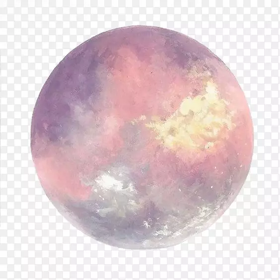 满月水彩画艺术-水彩星球