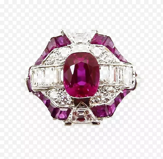 红宝石戒指钻石卡地亚珠宝-椭圆形红宝石