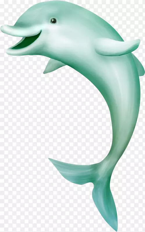 海鲸数码影像剪辑艺术-涂上浅蓝色海豚