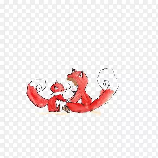 红狐卡通插图-卡通狐狸