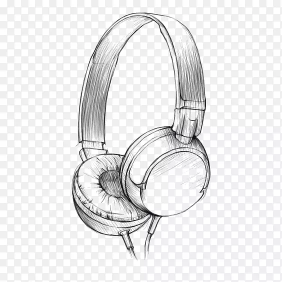 绘画耳机水彩画铅笔素描耳机高保真耳机