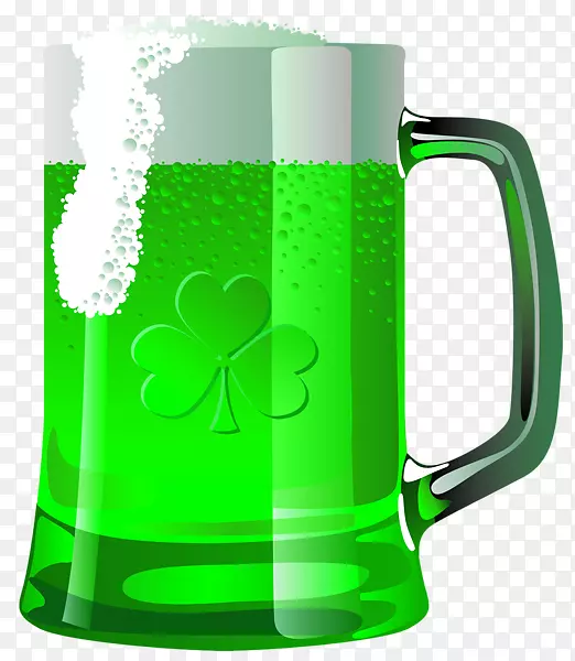 啤酒瓶圣帕特里克日剪贴画-绿色啤酒杯