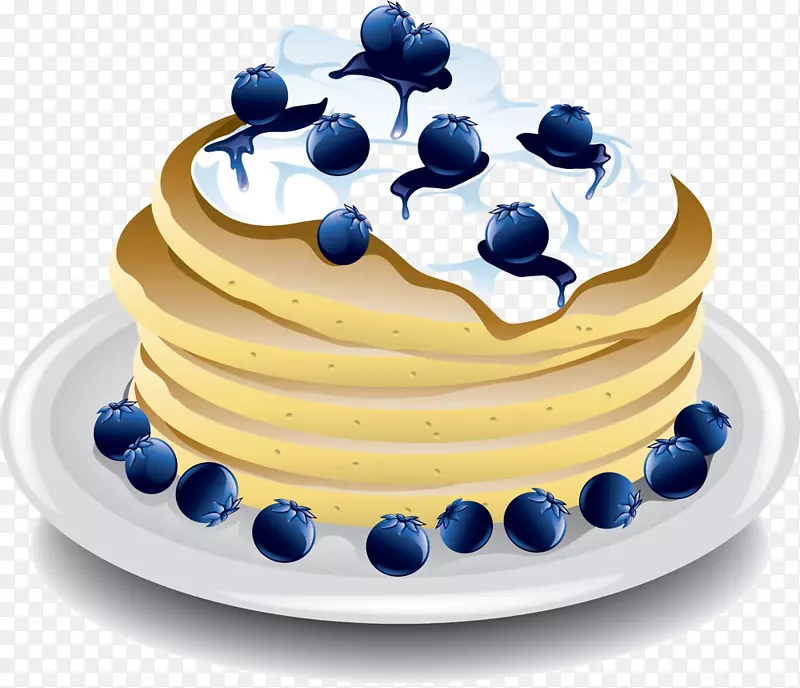 薄饼浆果早餐松饼夹艺术蓝莓面包和黄油