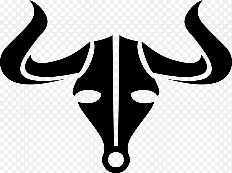 得克萨斯州长角牛夹艺术-黑色公牛徽章