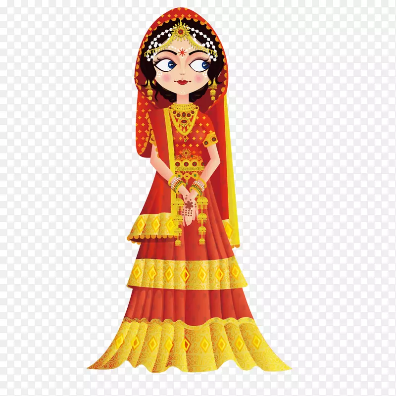 印度婚礼邀请新娘剪贴画-印度服装