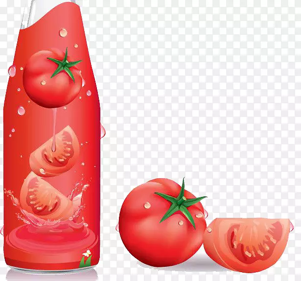 番茄汁包装和标签.红色番茄