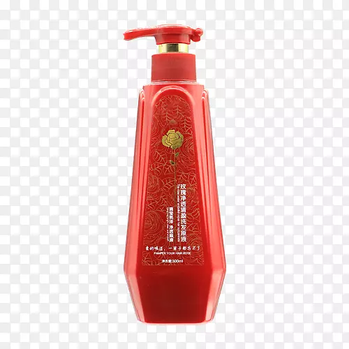 洗发水海报广告无卡佩利洗发水瓶红扣创意