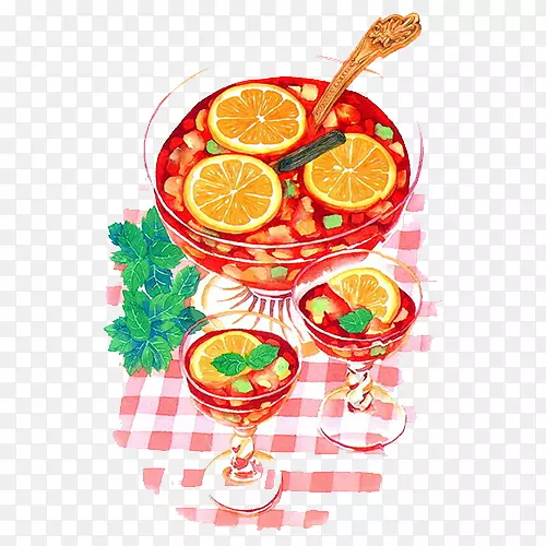 橙汁鸡尾酒装饰柠檬水-野餐柠檬水红盒