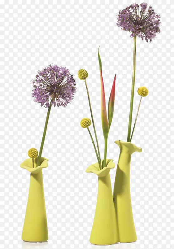 花瓶花卉设计黄色蒲公英花瓶