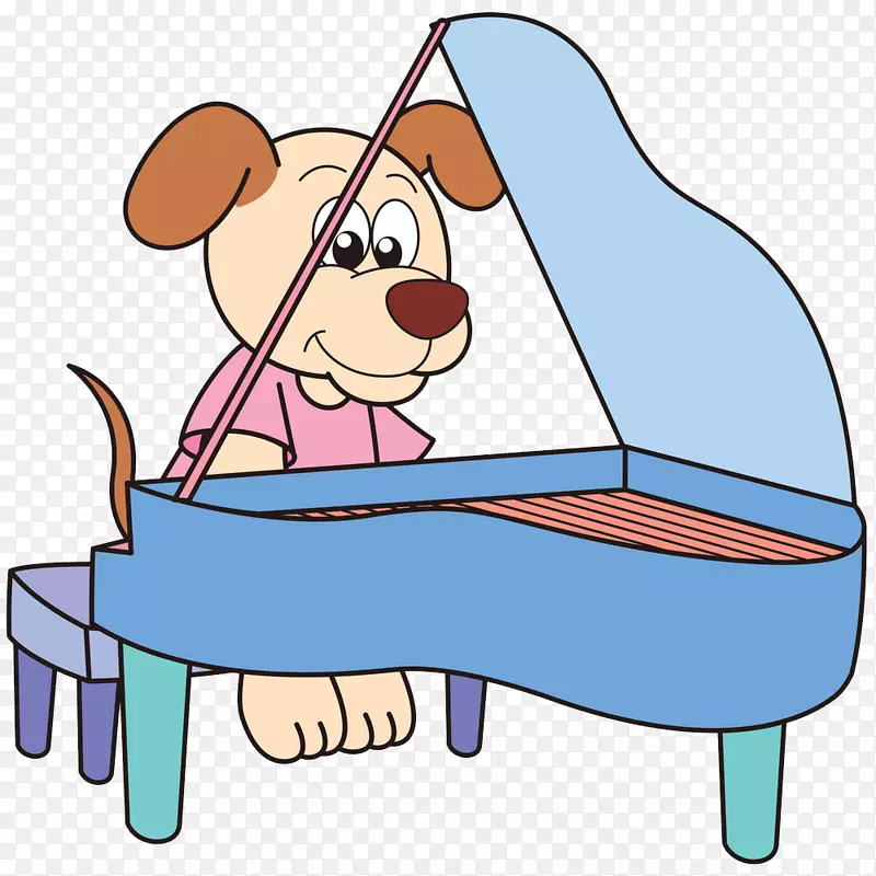 狗钢琴-免费剪贴画-小狗弹钢琴