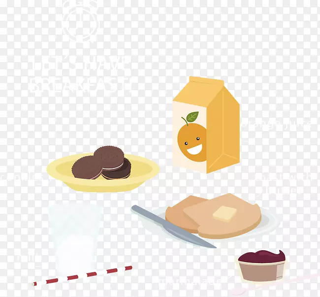 橙汁早餐食品插图.绘制扁平早餐
