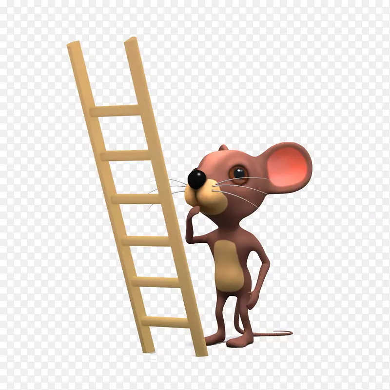 电脑鼠标梯形图-木梯下的鼠标
